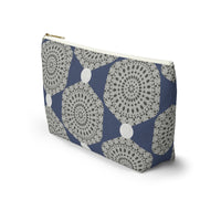 Lace Hexagon Accessory Pouch w T-bottom in Navy